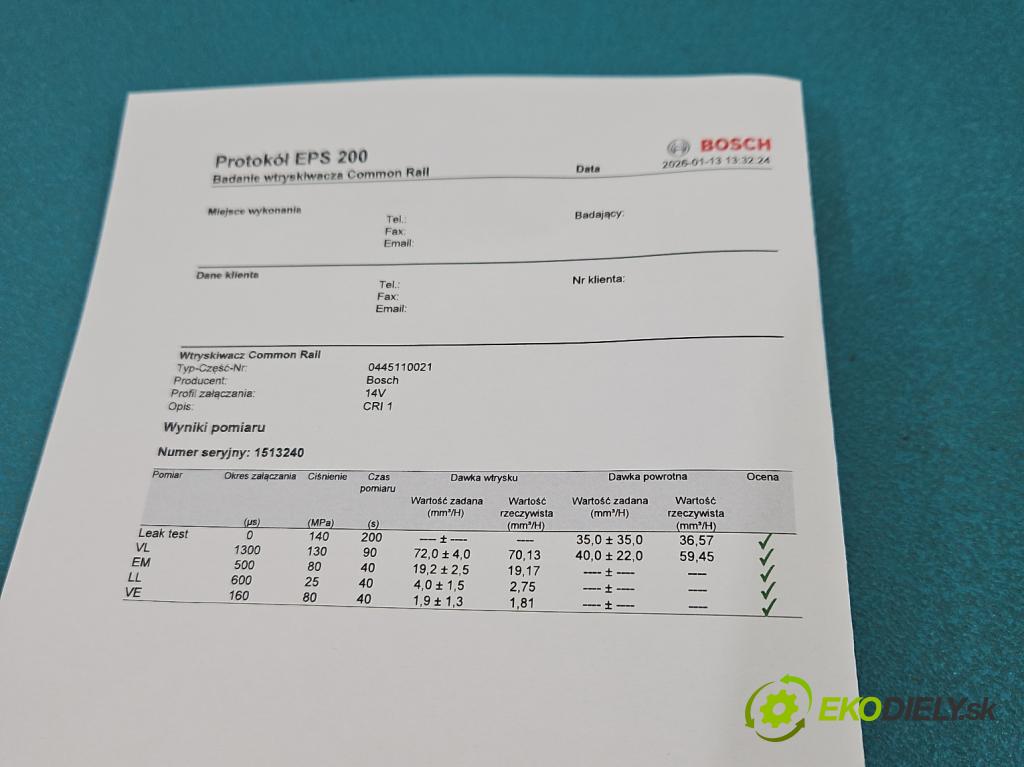 Renault Scenic I 1996-2003 1.9 dci 102 HP manual 75 kW 1870 cm3 5- vstrek 0445110021 (Vstrekovač paliva)