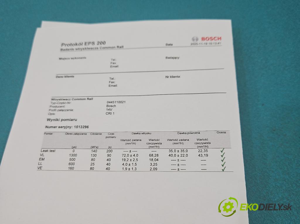 Renault Scenic I 1996-2003 1.9 dci 102 HP manual 75 kW 1870 cm3 5- vstrek 0445110021 (Vstrekovač paliva)