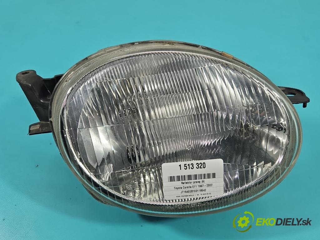 Toyota Corolla E11 1997-2002 1.4 16V 86 HP manual 63 kW 1332 cm3 5- Reflektor: pravý  (Svetlo predné pravé)
