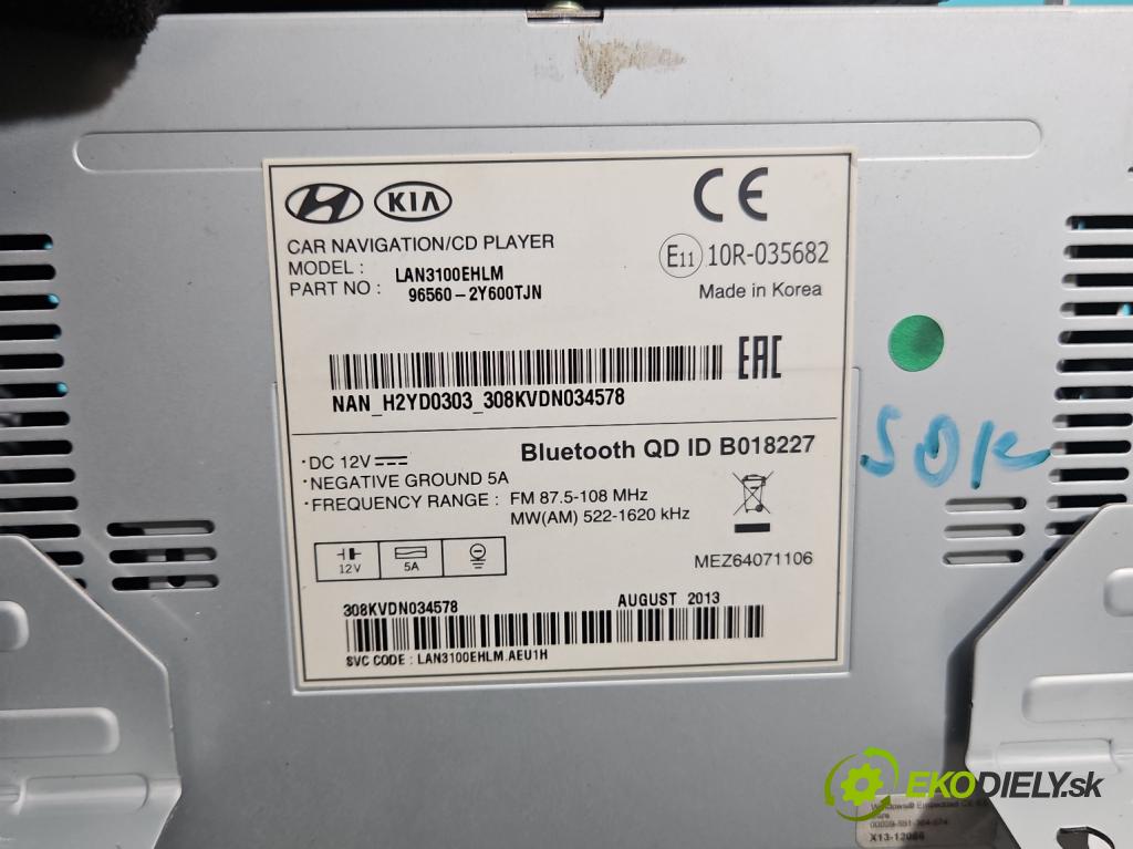 Hyundai Ix35 2.0 crdi 136 HP manual 100 kW 1995 cm3 5- Radio originál 96560-2Y600TJN