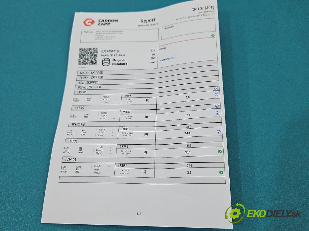 Dacia Logan I 2005-2014 1.5 dci 68 HP manual 50 kW 1461 cm3 5- vstrek EJBR05101D (Vstrekovač paliva)