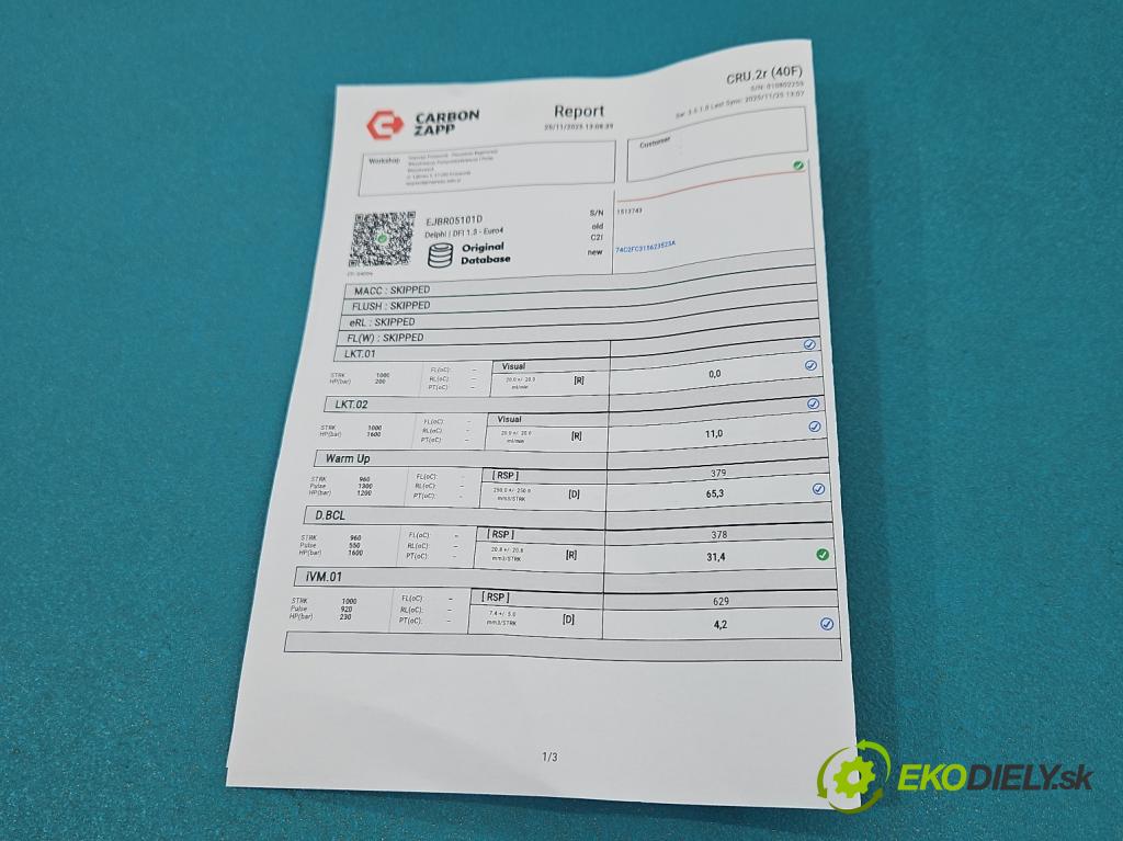 Dacia Logan I 2005-2014 1.5 dci 68 HP manual 50 kW 1461 cm3 5- vstrek EJBR05101D (Vstrekovač paliva)