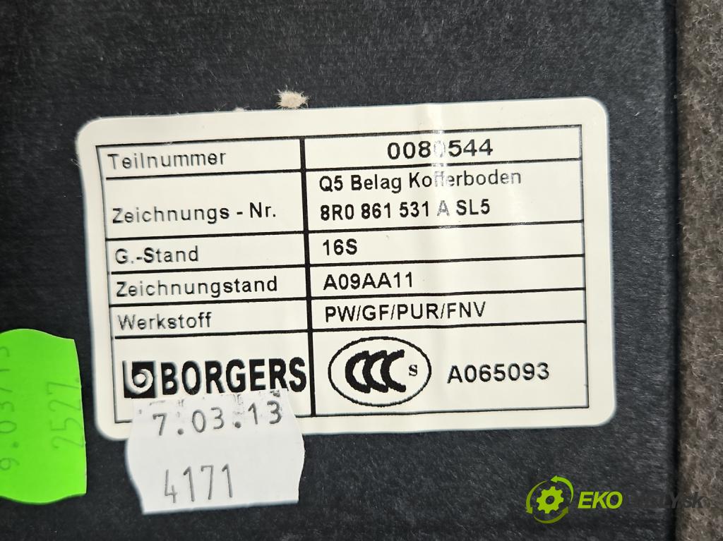 Audi Q5 2008-2016 2.0 TFSI 224 hp automatic 165 kW 1984 cm3 5- koberec do auta kufra: 8R0861531A