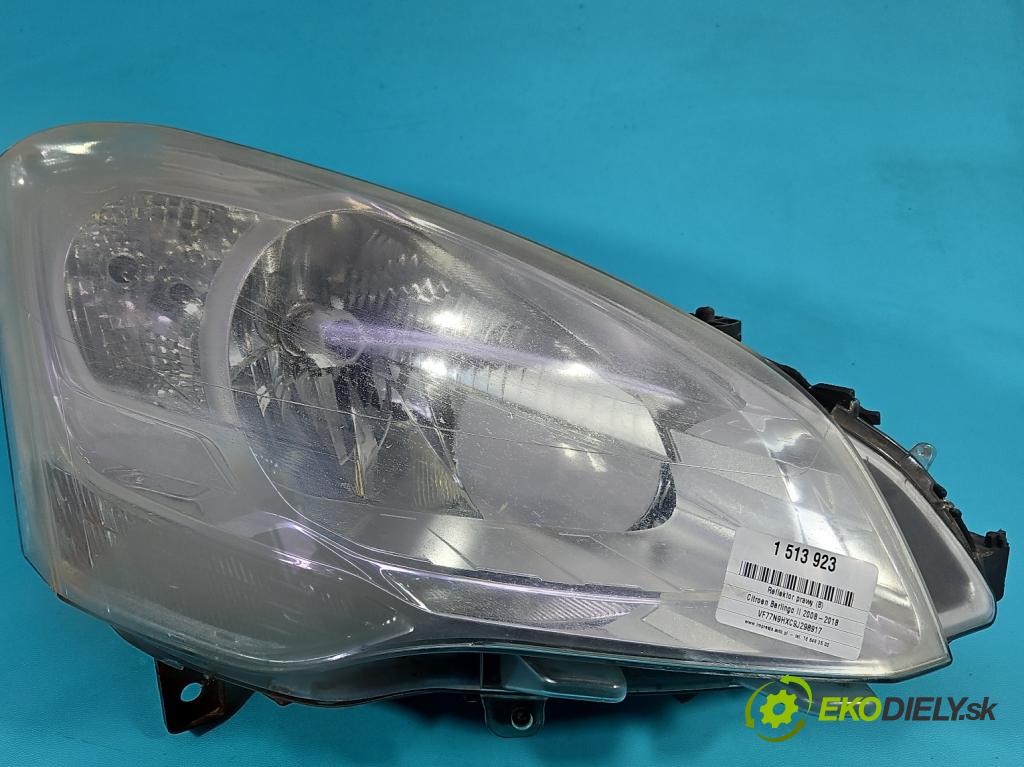 Citroen Berlingo II 2008-2018 1.6 hdi 90 HP manual 66.2 kW 1560 cm3 5- Reflektor: pravý 9682828180 (Svetlo predné pravé)