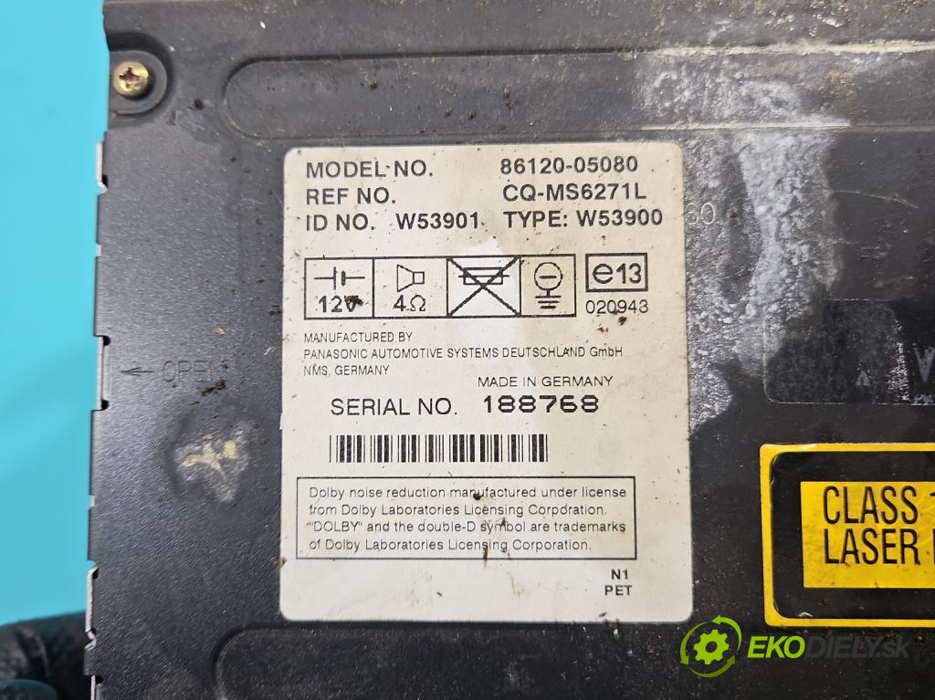 Toyota Avensis II T25 2003-2008 2.0 D4D 110 HP manual 81 kW 1995 cm3 5- Radio originál 86120-05080
