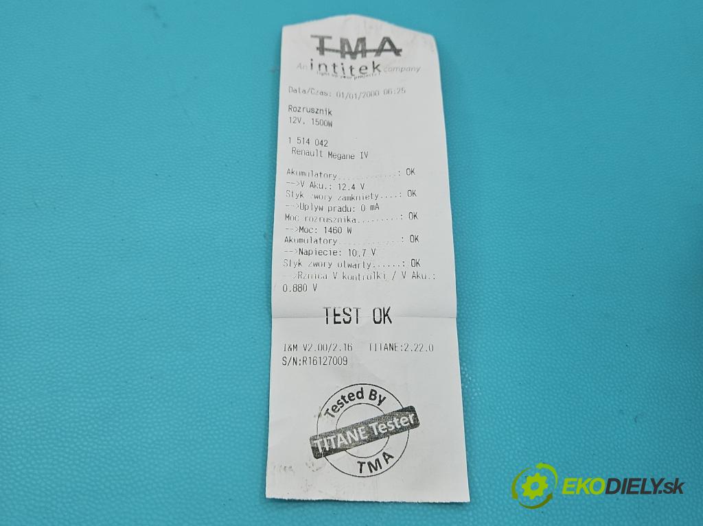 Renault Megane IV 2016-2024 1.3 Tce 140 hp manual 103 kW 1332 cm3 4- startér: M000TD2571 (Startér)