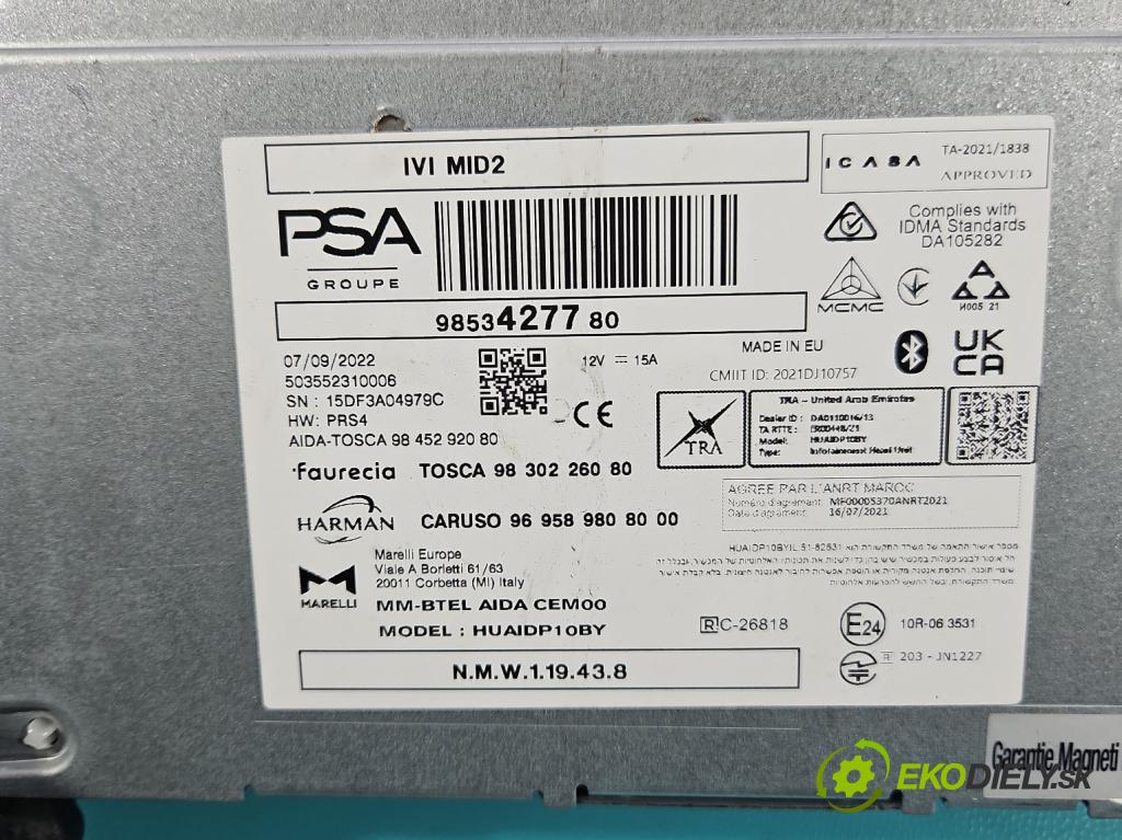 Opel Astra VI 2022- 1.5 cdti 131 HP manual 96 kW 1499 cm3 5- Radio originál 9853427780