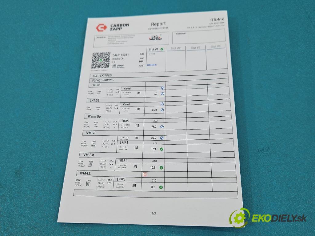 Citroen Berlingo II 2008-2018 1.6 hdi 90 HP manual 66.2 kW 1560 cm3 5- vstrek 0445110311 (Vstrekovač paliva)