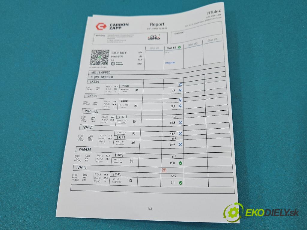 Citroen Berlingo II 2008-2018 1.6 hdi 90 HP manual 66.2 kW 1560 cm3 5- vstrek 0445110311 (Vstrekovač paliva)