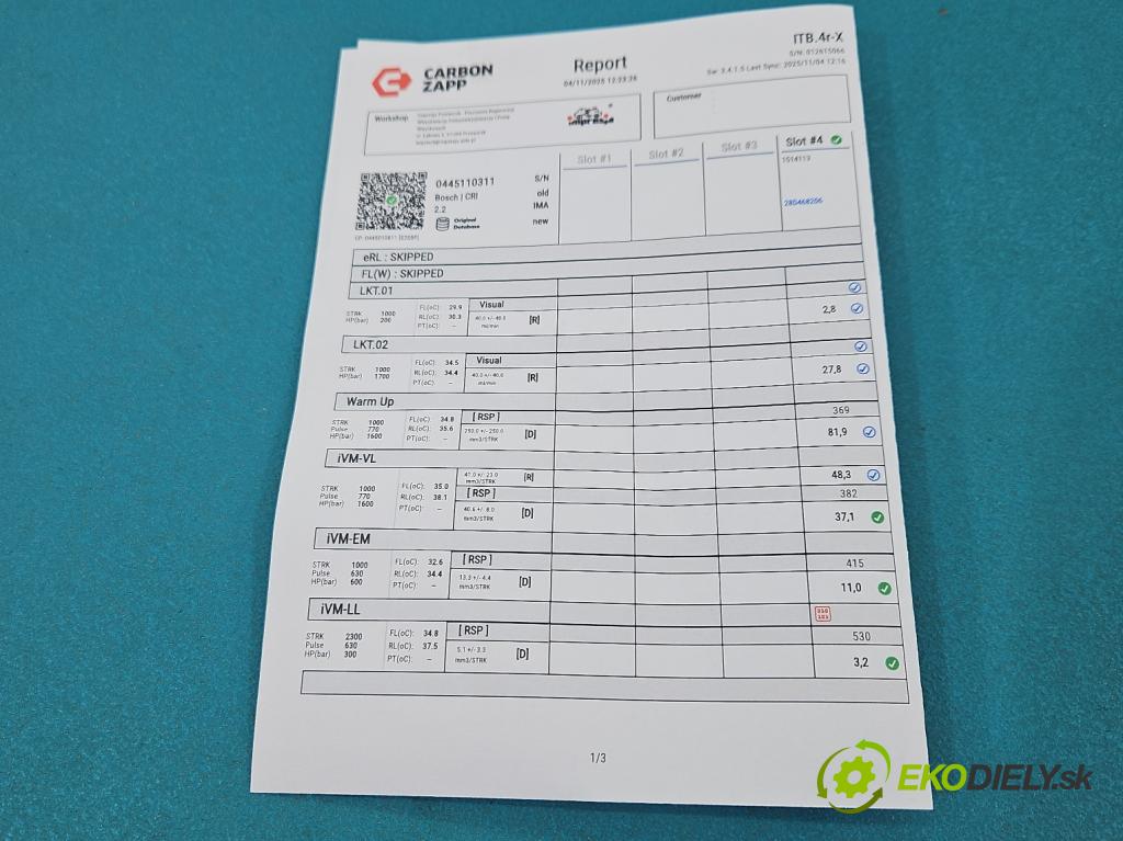 Citroen Berlingo II 2008-2018 1.6 hdi 90 HP manual 66.2 kW 1560 cm3 5- vstrek 0445110311 (Vstrekovač paliva)