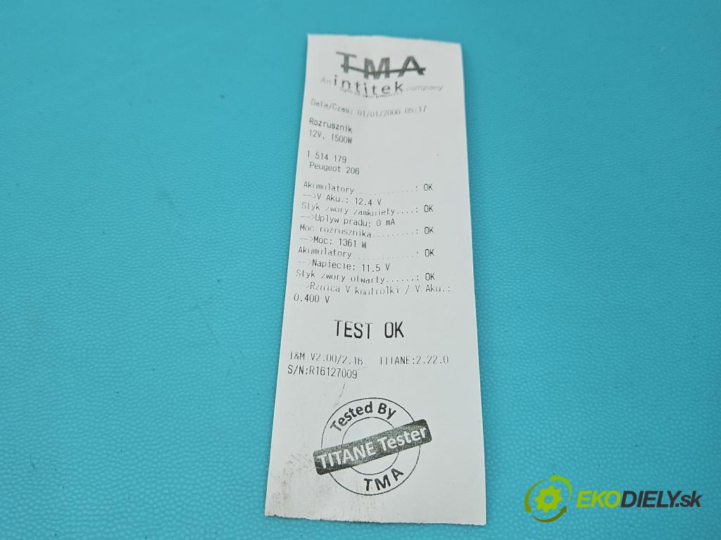 Peugeot 206 1.4 hdi 68 hp manual 50 kW 1398 cm3 3- startér: 9640825280 (Startér)