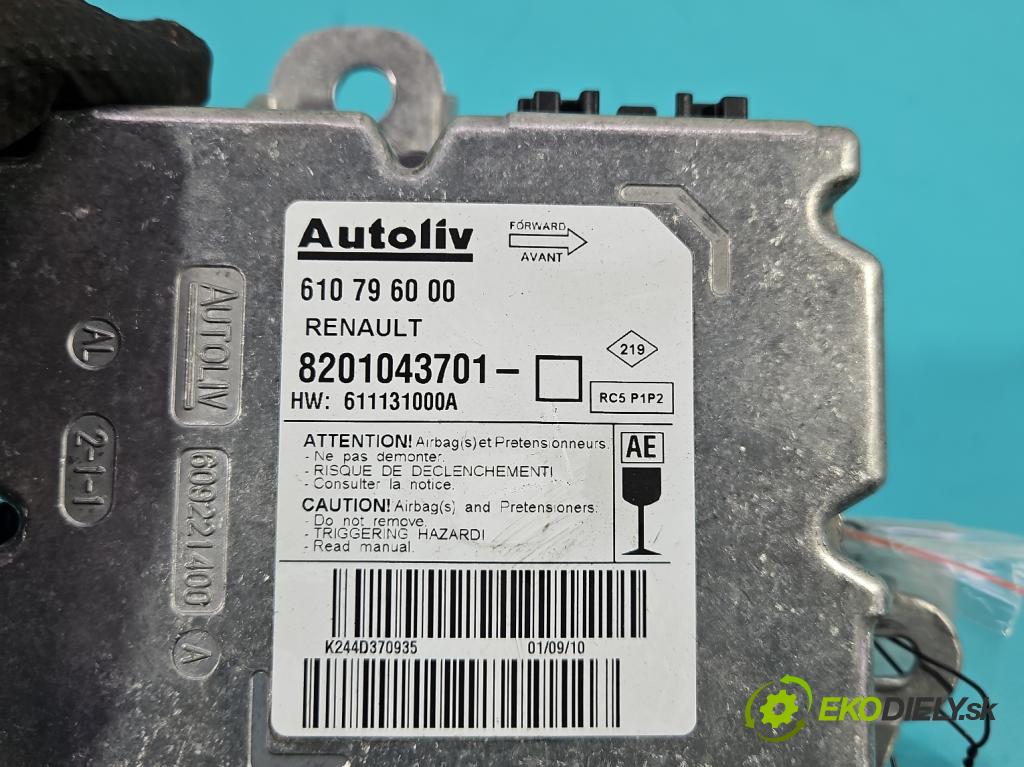 Renault Clio III 2005-2012 1,2.0 101 hp manual 74 kW 1149 cm3 5- řídící jednotka polštáře: 8201043701