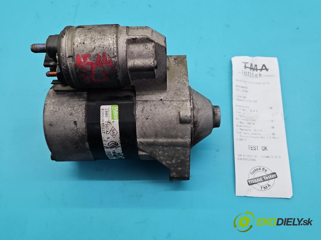 Renault Clio III 2005-2012 1.2 101 hp manual 74 kW 1149 cm3 5- startér: 8200369521F (Startér)