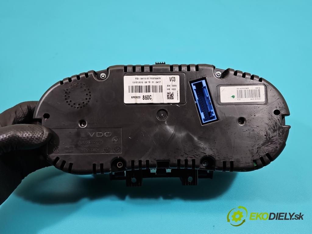 Vw Polo V 6R 2009-2017 1.2b 60 HP manual 44 kW 1198 cm3 5- prístrojovka/ budíky 6R0920860C (Prístrojová doska)
