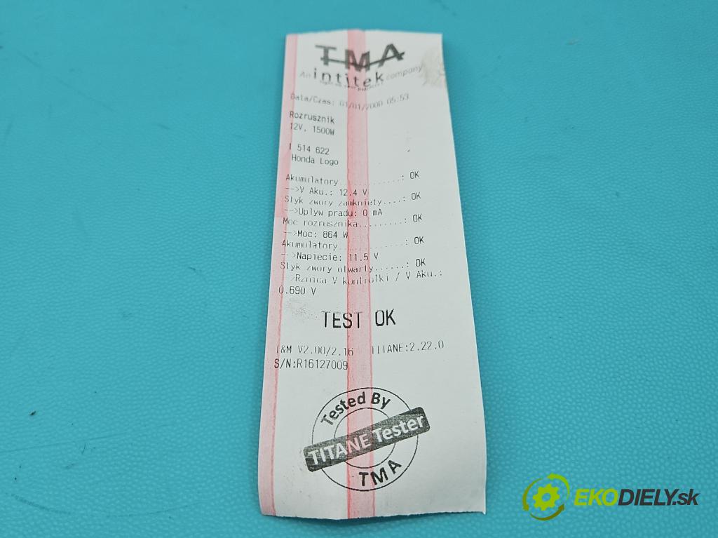 Honda Logo 1997-2001 1.3 16V 65 hp automatic 48 kW 1343 cm3 3- startér: 228000-8500 (Startér)