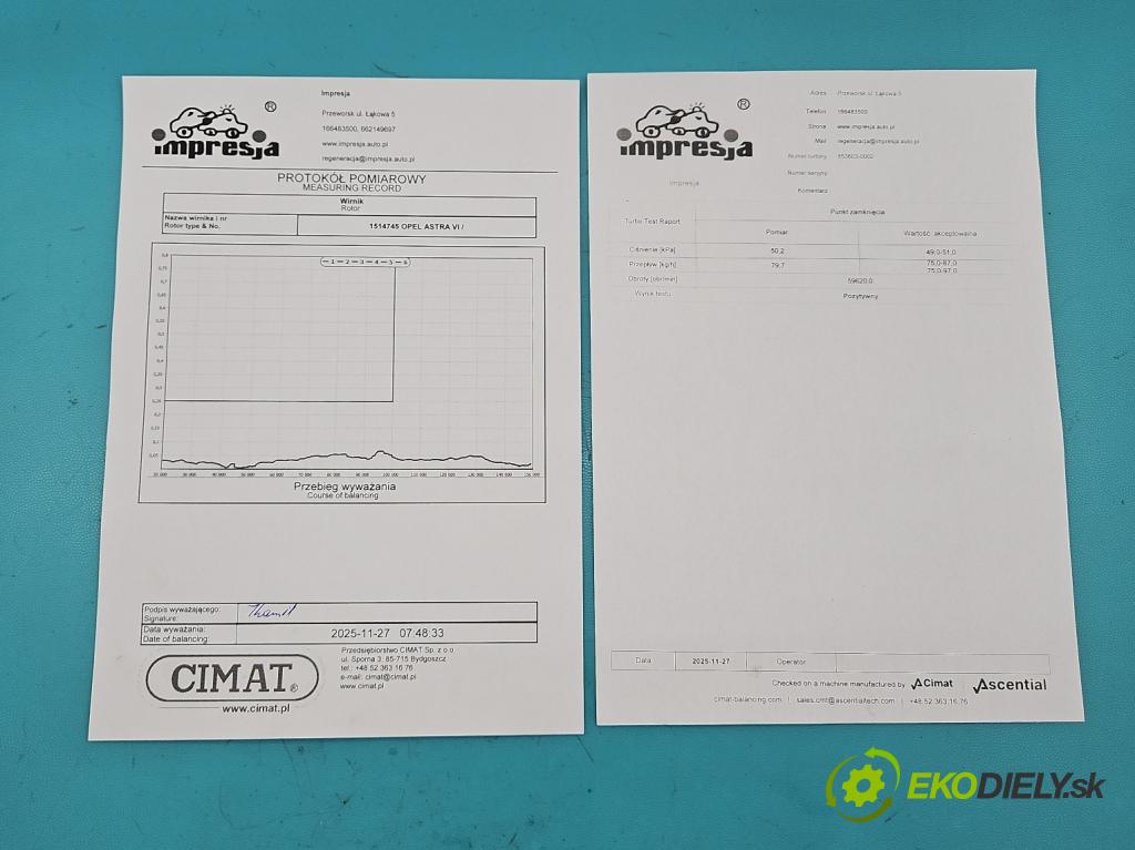 Opel Astra VI 2022- 1.5 cdti 131 HP manual 96 kW 1499 cm3 5- turbodúchadlo, turbo repasovaná 853603-2