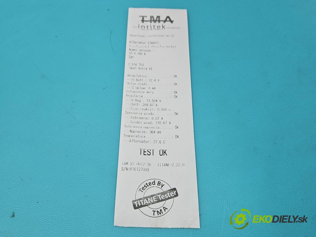 Opel Astra VI 2022- 1.5 cdti 131 HP manual 96 kW 1499 cm3 5- Alternator 9827171980 (Alternátor)