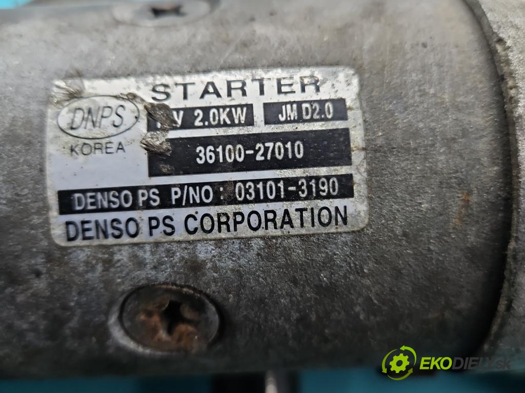 Kia Sportage II 2004-2010 2.0 crdi 136hp manual 100 kW 1991 cm3 5- startér: 36100-27010 (Startér)