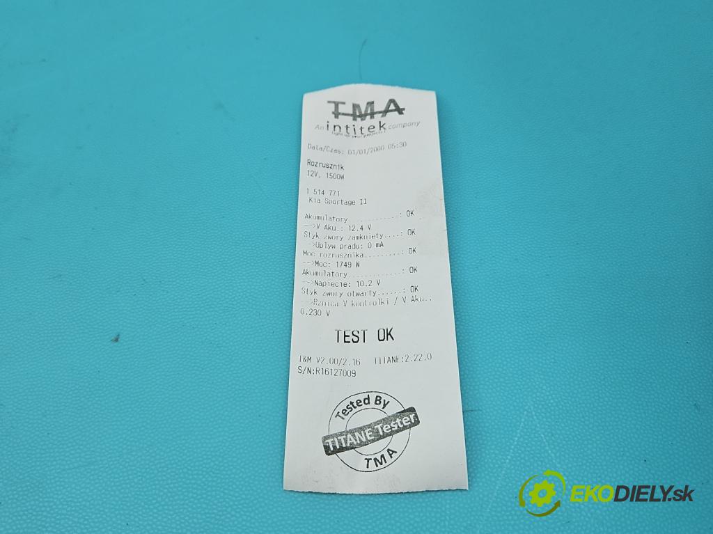 Kia Sportage II 2004-2010 2.0 crdi 136hp manual 100 kW 1991 cm3 5- startér: 36100-27010 (Startér)