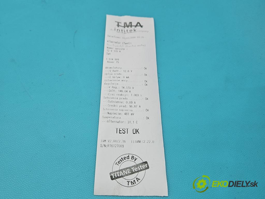 Rover 75 2.0 CDT 116 HP manual 85 kW 1950 cm3 4- Alternator  (Alternátor)