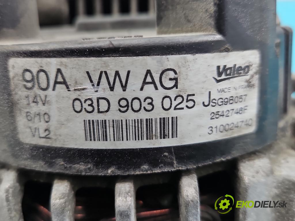 Vw Polo V 6R 2009-2017 1.2b 60 HP manual 44 kW 1198 cm3 5- Alternator 03D903025J (Alternátor)
