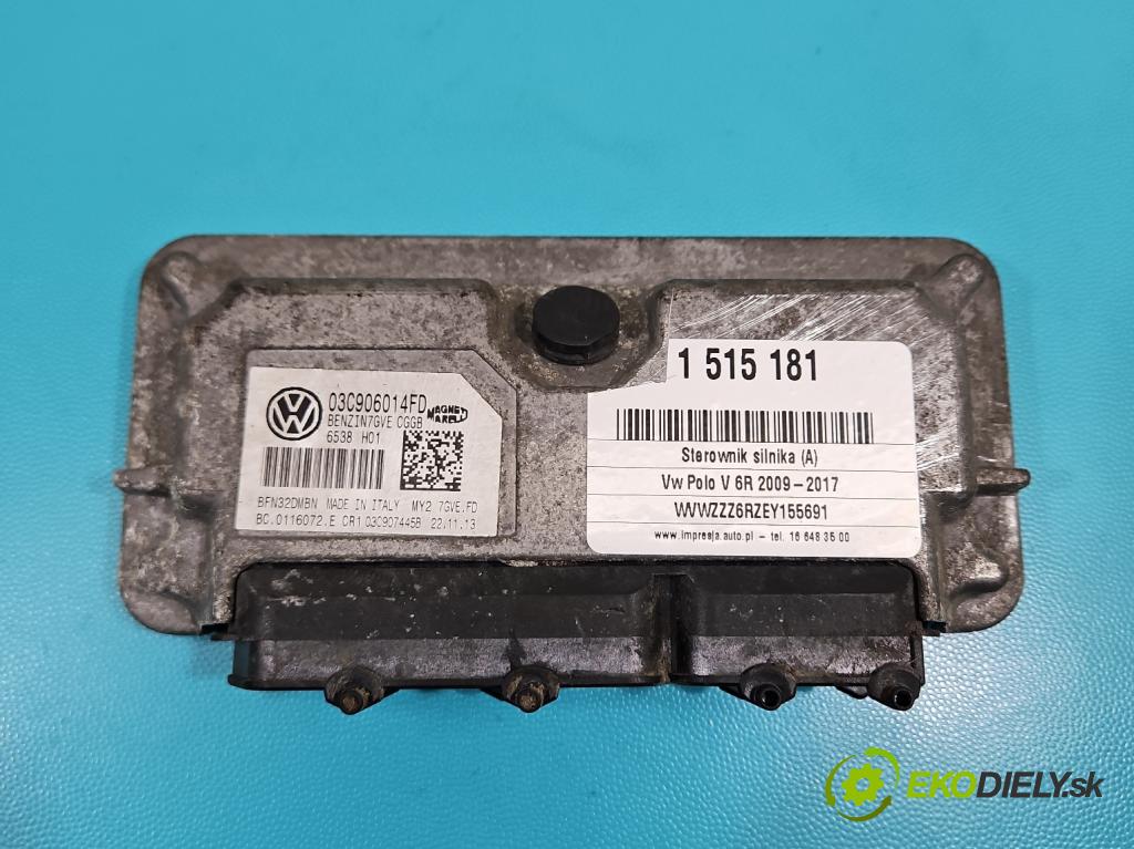 Vw Polo V 6R 2009-2017 1.4 16V 86 HP manual 63 kW 1390 cm3 5- riadiaca jednotka motora 03C906014FD