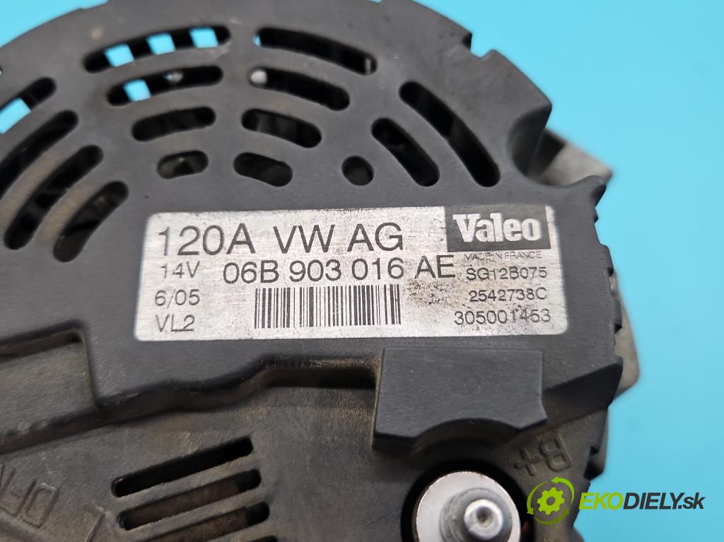 Audi A4 B7 2004-2008 1.8 T 20V 163 HP manual 120 kW 1781 cm3 5- Alternator 06B903016AE (Alternátor)
