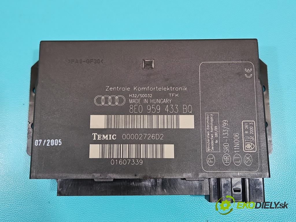 Audi A4 B7 2004-2008 1.8 T 20V 163 HP manual 120 kW 1781 cm3 5- riadiaca jednotka komfortu 8E0959433BQ