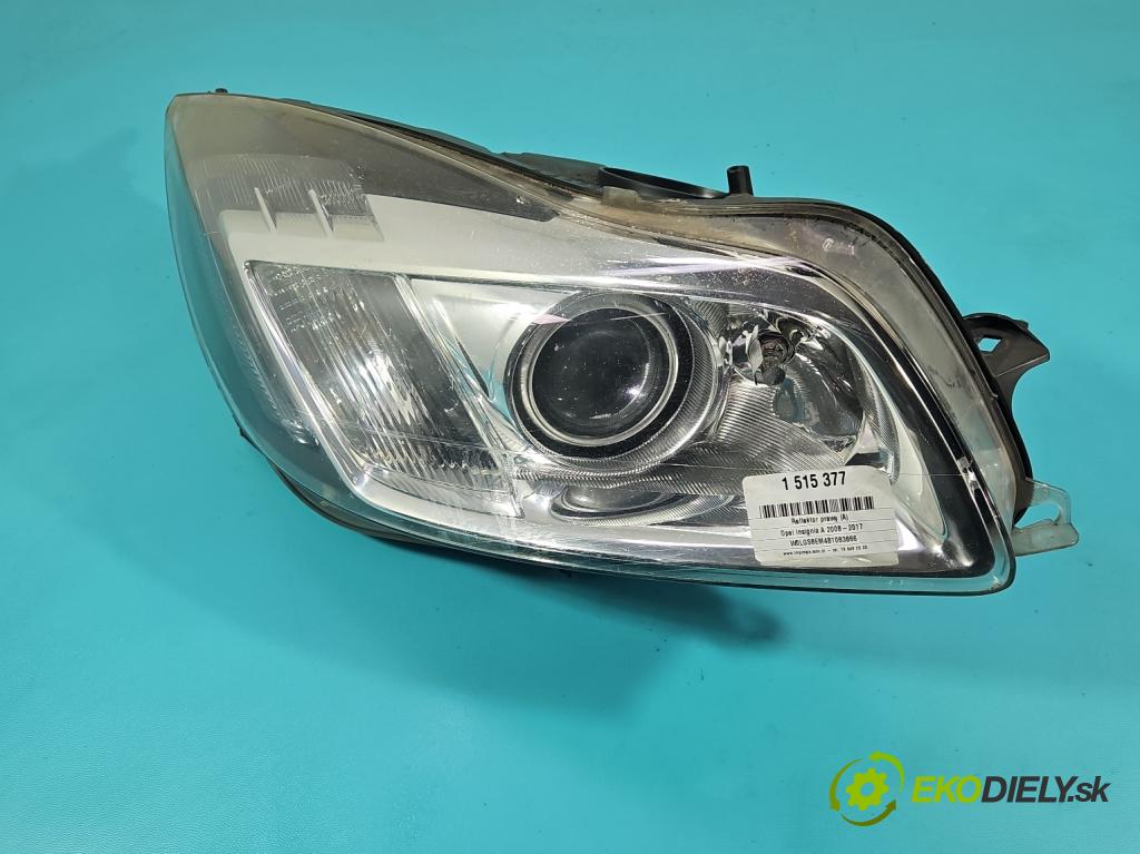 Opel Insignia A 2008-2017 2.0 cdti 160 HP manual 118 kW 1956 cm3 5- Reflektor: pravý 13226793 (Svetlo predné pravé)