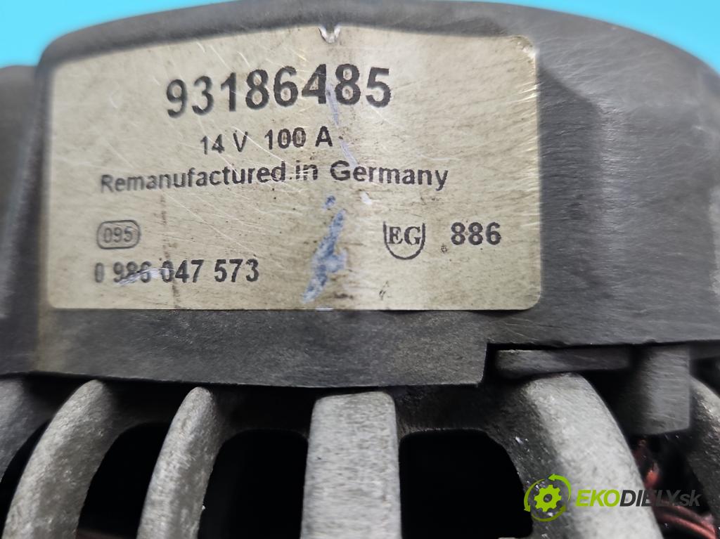 Opel Astra II 1998-2009 1.6 16v 101 HP manual 74 kW 1598 cm3 5- Alternator 93186485 (Alternátor)