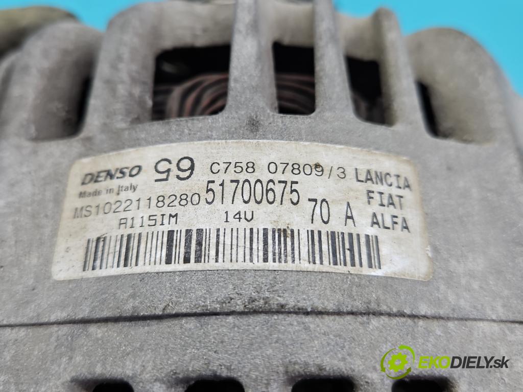 Fiat Punto Grande 1.2 8v 65 HP manual 48 kW 1242 cm3 3- Alternator 51700675 (Alternátor)
