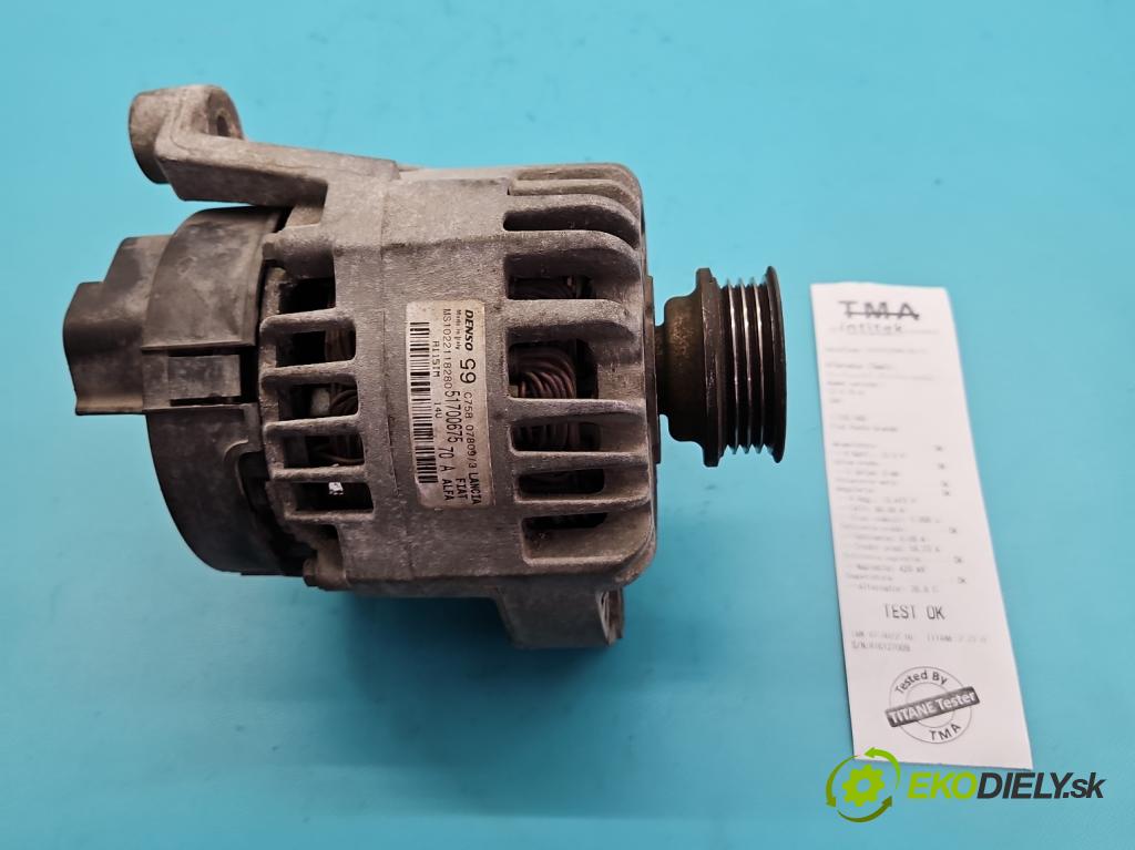 Fiat Punto Grande 1.2 8v 65 HP manual 48 kW 1242 cm3 3- Alternator 51700675 (Alternátor)