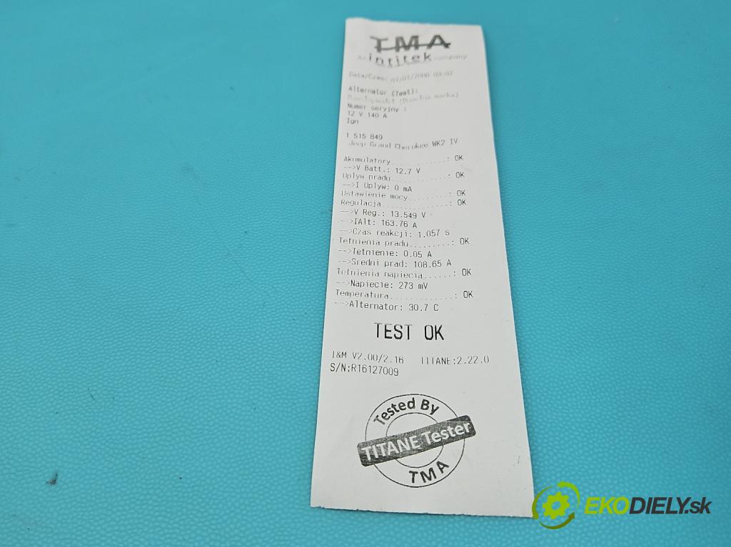 Jeep Grand Cherokee WK2 IV 2010-2021 3.0 CRD 250 HP automatic 184 kW 2987 cm3 5- Alternator 104210-6591 (Alternátor)