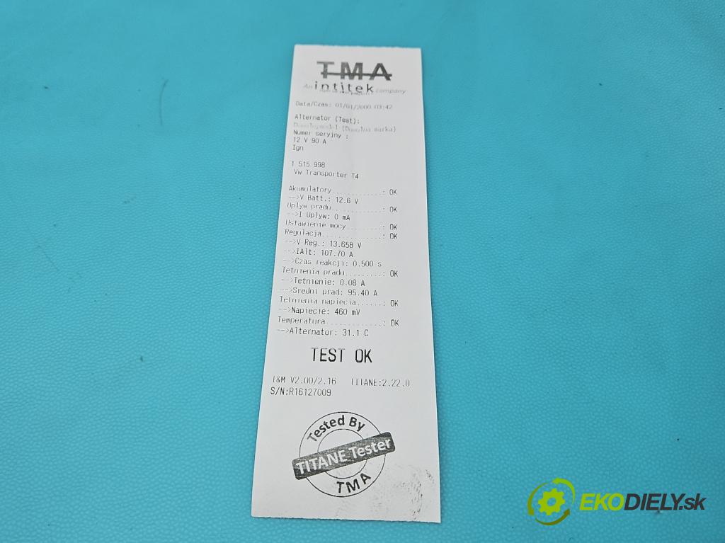 Vw Transporter T4 1990-2003 2.4d 77 HP manual 57 kW 2398 cm3 5- Alternator 0123320024 (Alternátor)