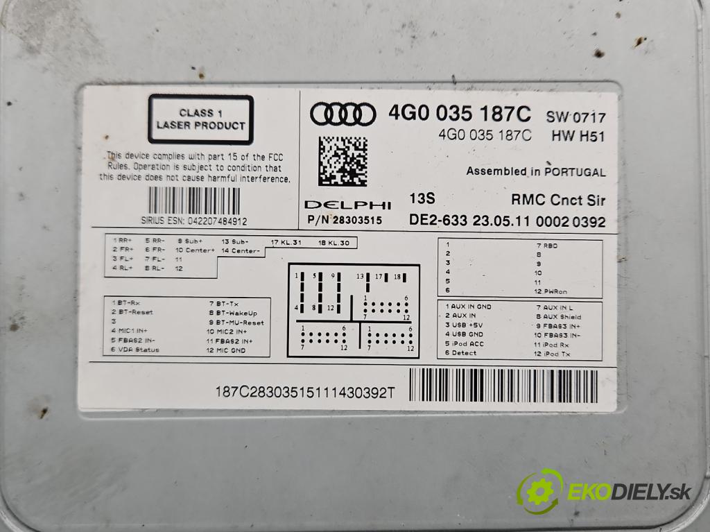 Audi A6 C7 2011-2018 3.0 tfsi: quattro 310HP automatic 228 kW 2995 cm3 4- Radio originál 4G0035187C