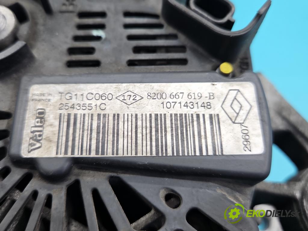 Renault Megane II 2003-2008 1.6 16v 111KM manual 82 kW 1598 cm3 4- Alternator 8200667619 (Alternátor)