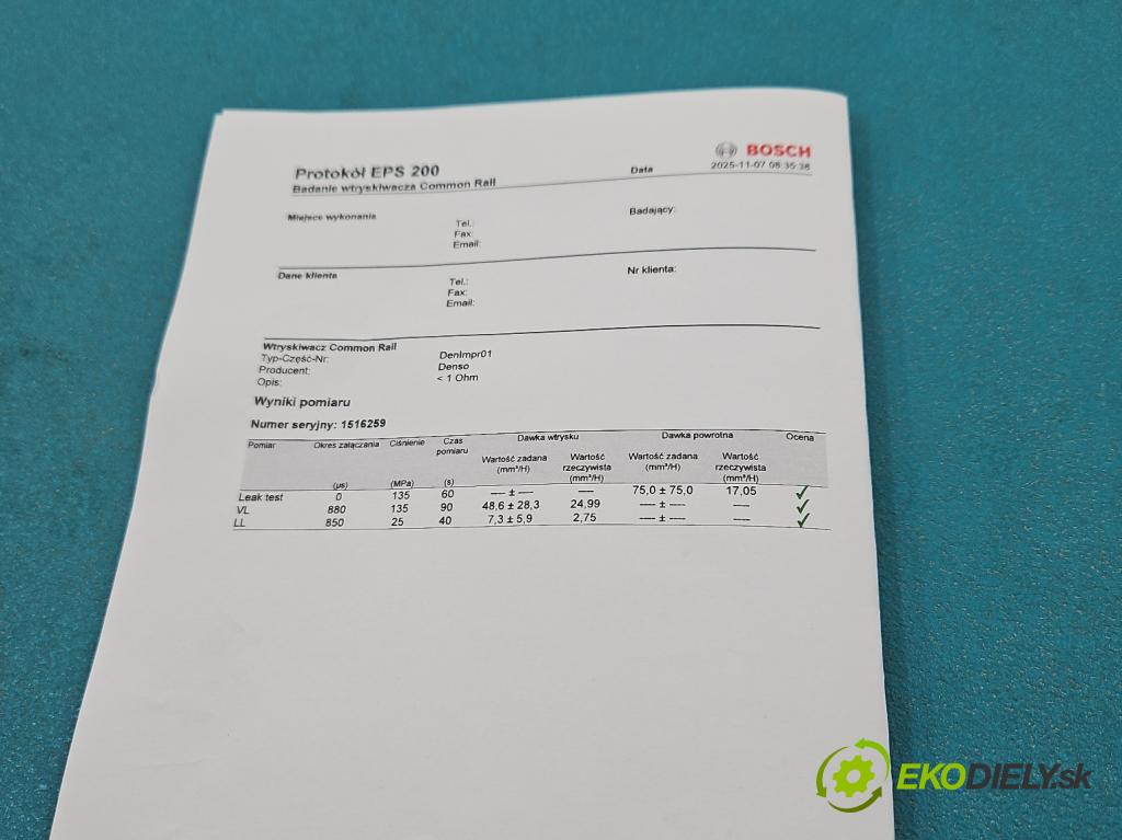 Toyota Corolla E12 2001-2009 2.0 D4D 90 hp manual 66 kW 1995 cm3 5- vstřikovač 23670-27020 (Vstřikovač paliva)