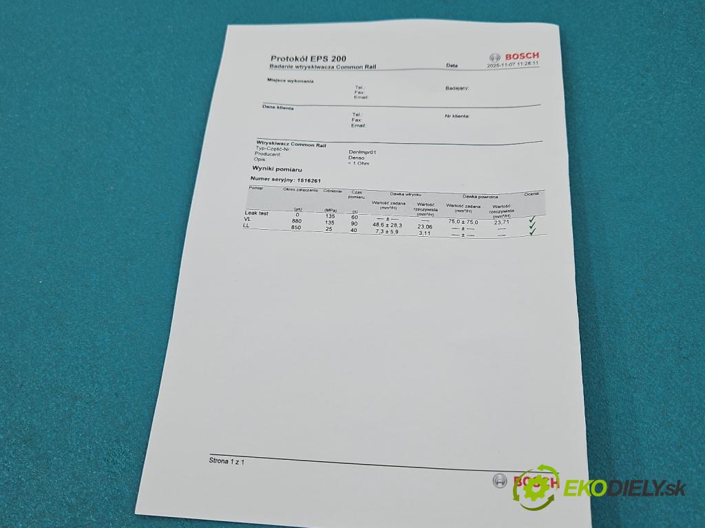 Toyota Corolla E12 2001-2009 2.0 D4D 90 hp manual 66 kW 1995 cm3 5- vstřikovač 23670-27020 (Vstřikovač paliva)