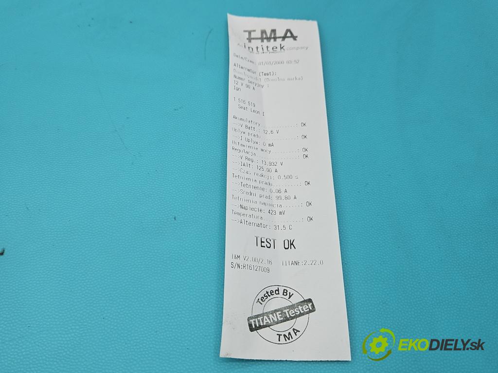 Seat Leon I 1999-2005 1.6 16v 105 HP manual 77 kW 1598 cm3 5- Alternator 06A903026 (Alternátor)