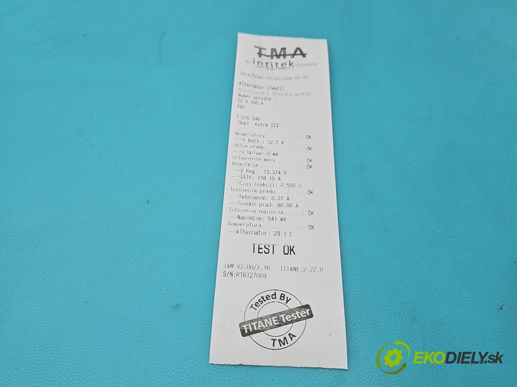 Opel Astra III 2004-2014 1.3 cdti 90 HP manual 66 kW 1248 cm3 5- Alternator 13117279 (Alternátor)