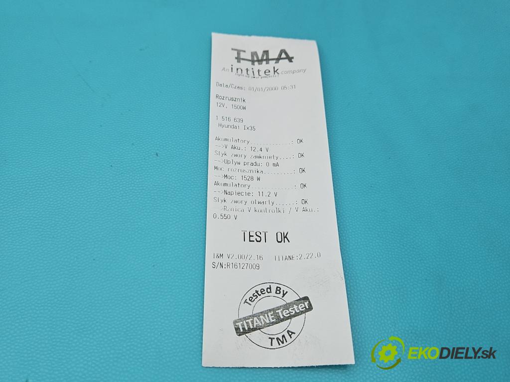 Hyundai Ix35 2.0 crdi 4wd 136hp manual 100 kW 1995 cm3 5- startér: 36100-2F000 (Startér)