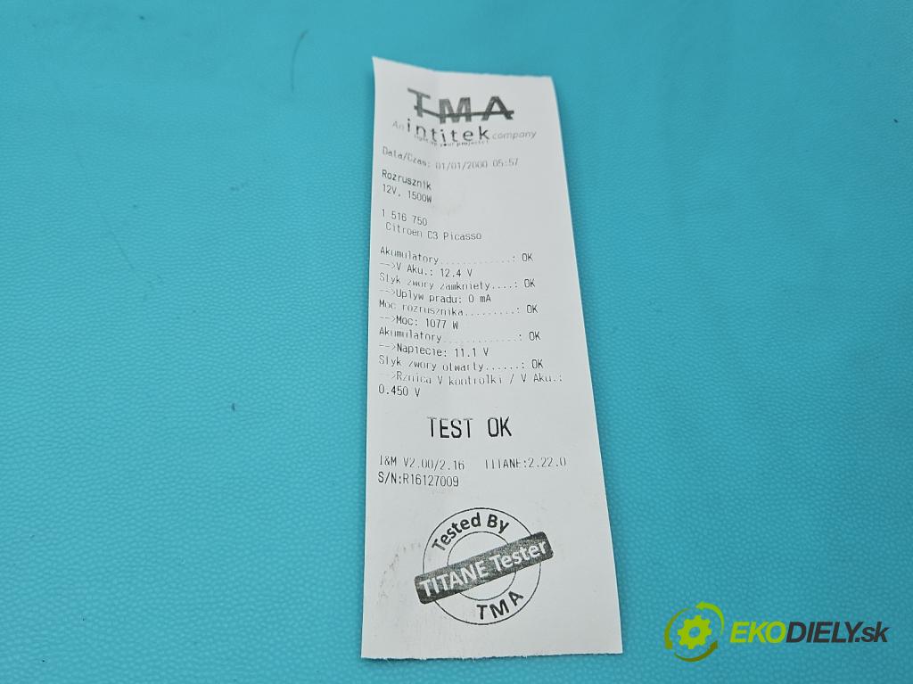 Citroen C3 Picasso 2008-2017 1.6 16v 120 hp manual 88 kW 1598 cm3 5- startér: M000T32272 (Startér)