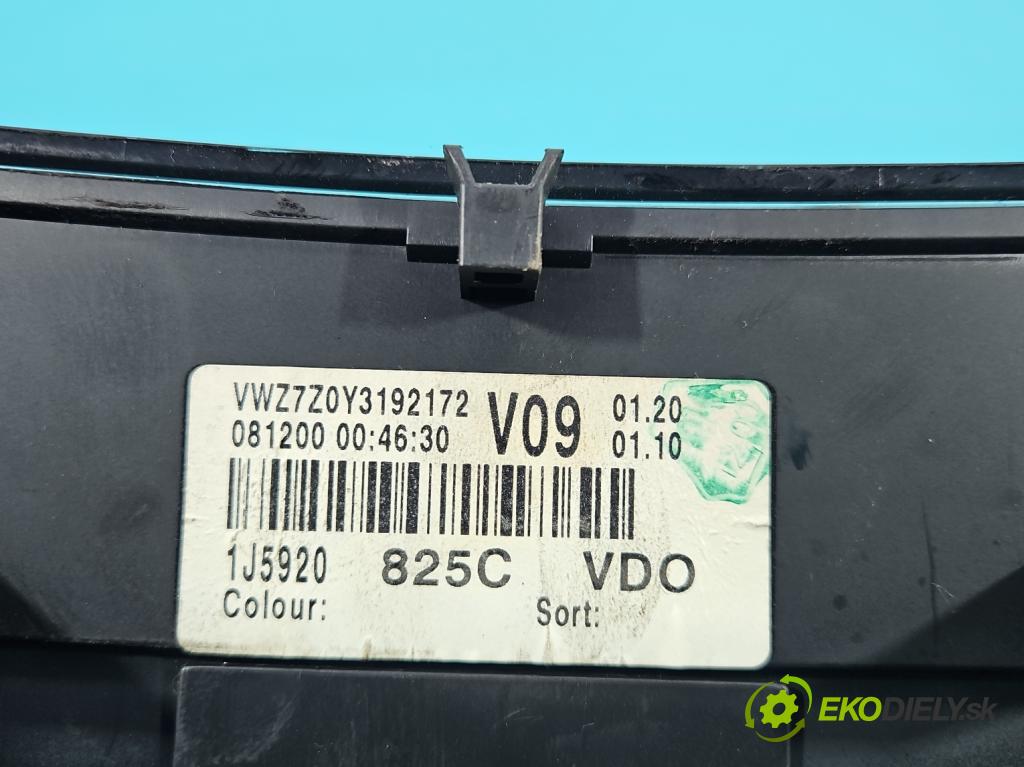 Vw Golf IV 1997-2003 1.9 tdi 101 HP manual 74 kW 1896 cm3 5- prístrojovka/ budíky 1J5920825C (Prístrojová doska)