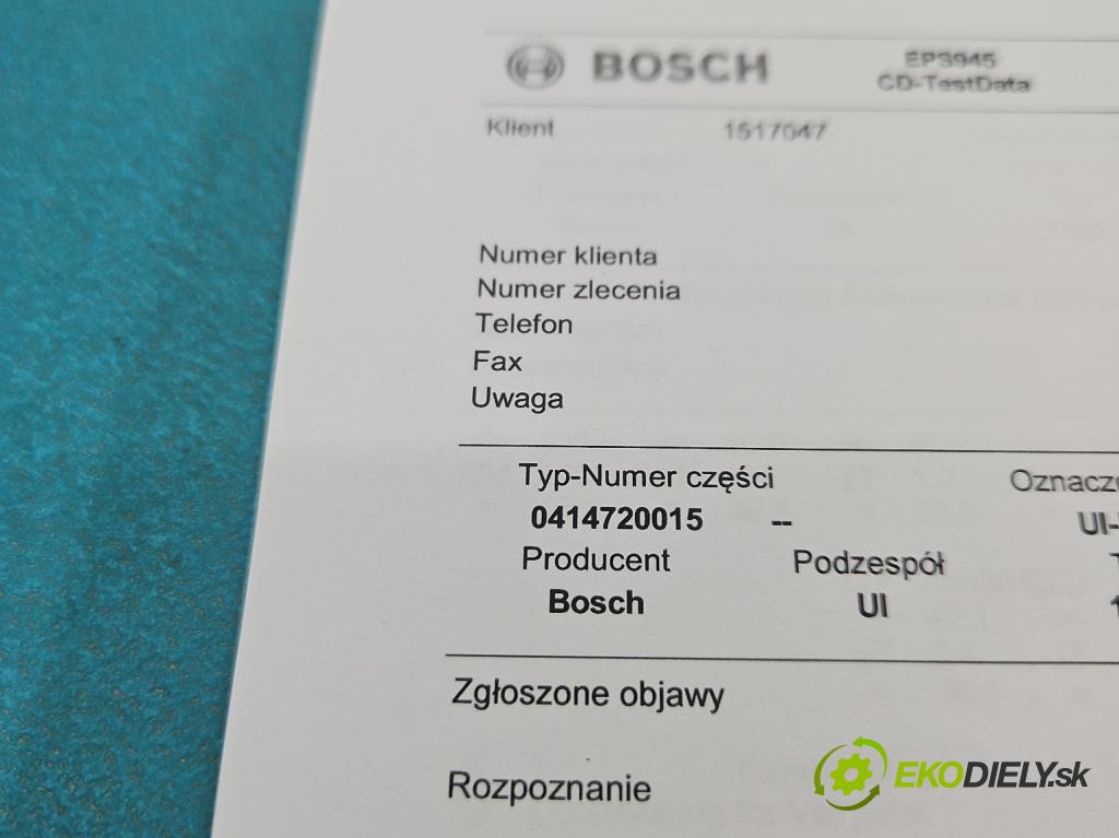 Vw Golf IV 1997-2003 1.9 tdi 101 HP manual 74 kW 1896 cm3 5- vstrekovacie čerpadlo 0414720015 (Vstrekovač paliva)