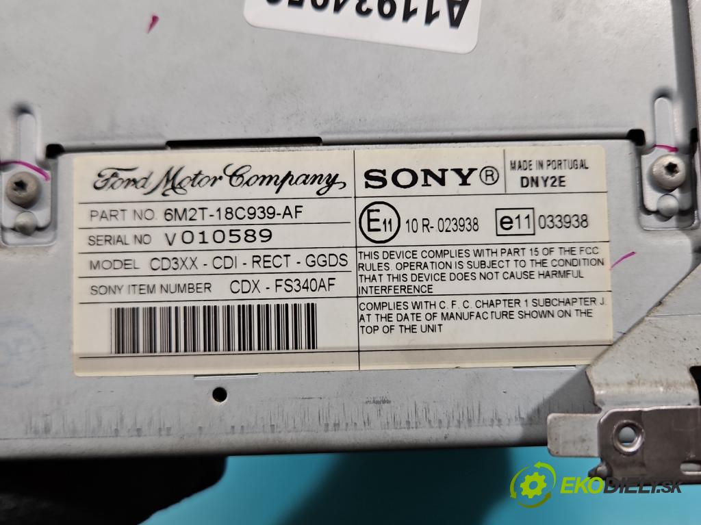 Ford Galaxy Mk2 2006-2015 2.0 TDCI DW 140 HP manual 103 kW 1999 cm3 5- Radio originál 6M2T-18C939-AF
