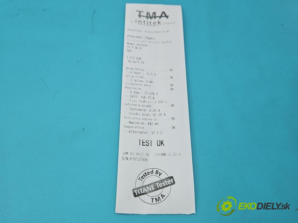 Vw Golf IV 1997-2003 2.0b 116 HP manual 85 kW 1984 cm3 5- Alternator 028903028D (Alternátor)