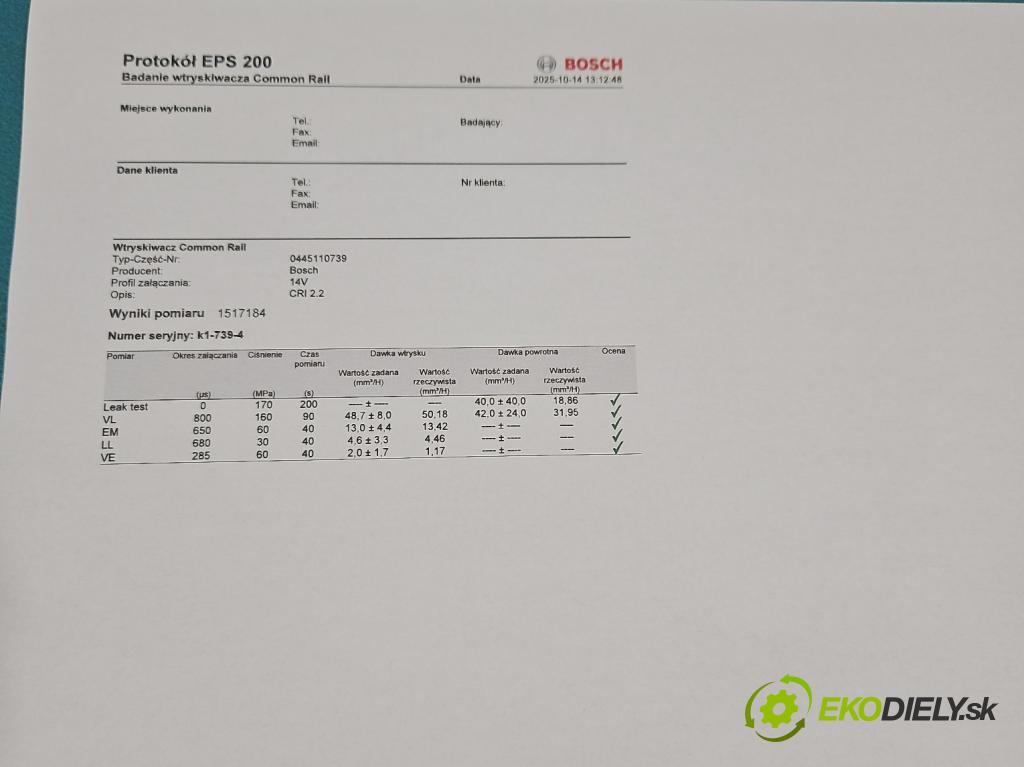 Peugeot 208 I 2012-2019 1.6 hdi 92 HP manual 68 kW 1560 cm3 3- vstrek 0445110739 (Vstrekovač paliva)