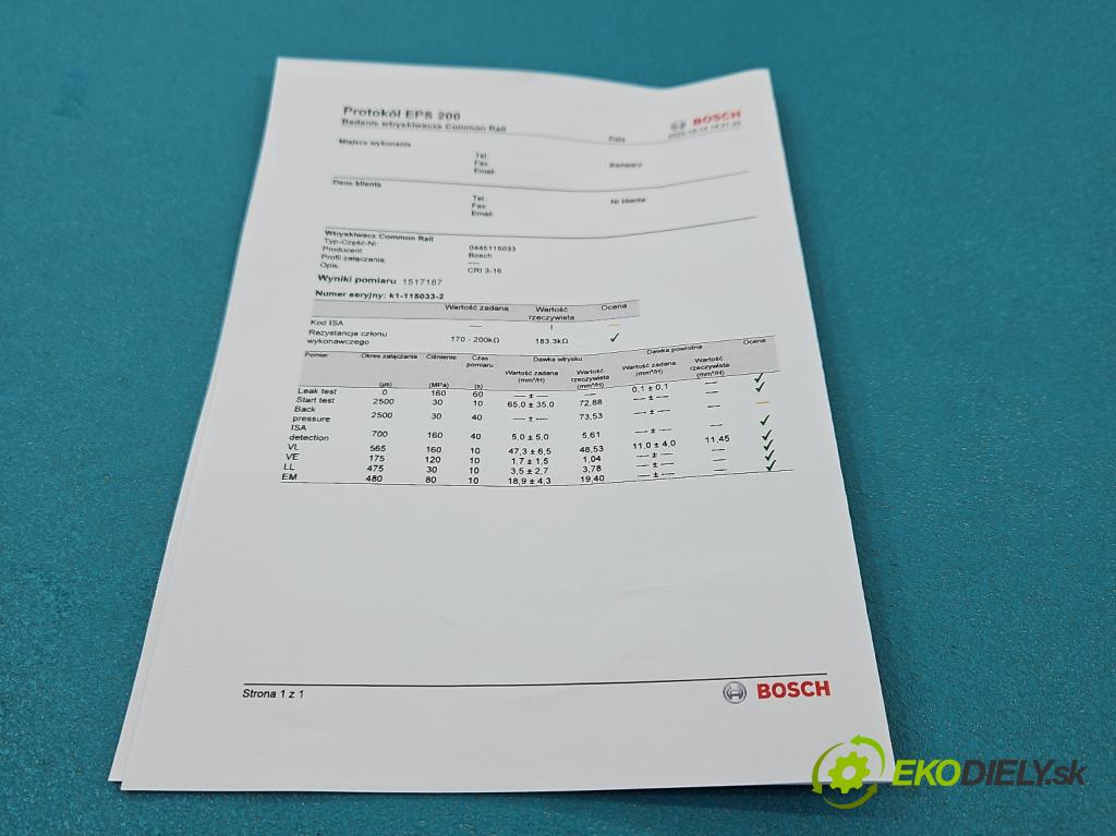 Mercedes Vito W639 2003-2014 2.2 cdi 109 HP manual 80 kW 2148 cm3 5- vstrek 0445115033 (Vstrekovač paliva)