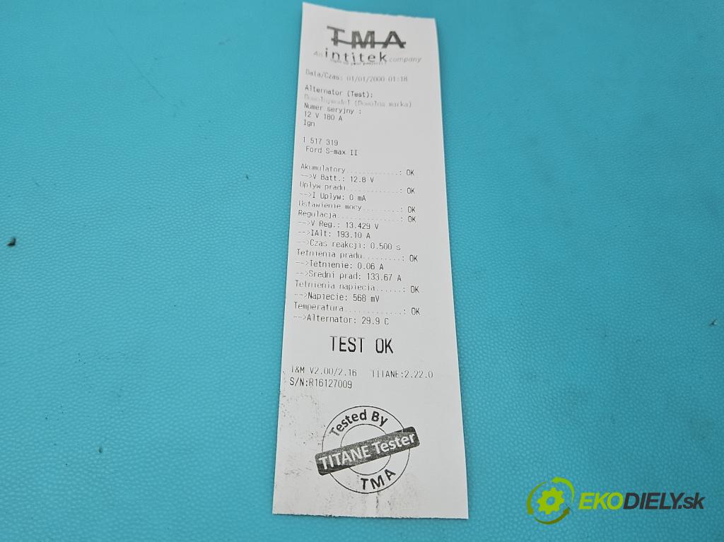 Ford S-max II 2015-2023 2.0 tdci 150 HP manual 110.3 kW 1997 cm3 5- Alternator DS7T-10300-KD (Alternátor)