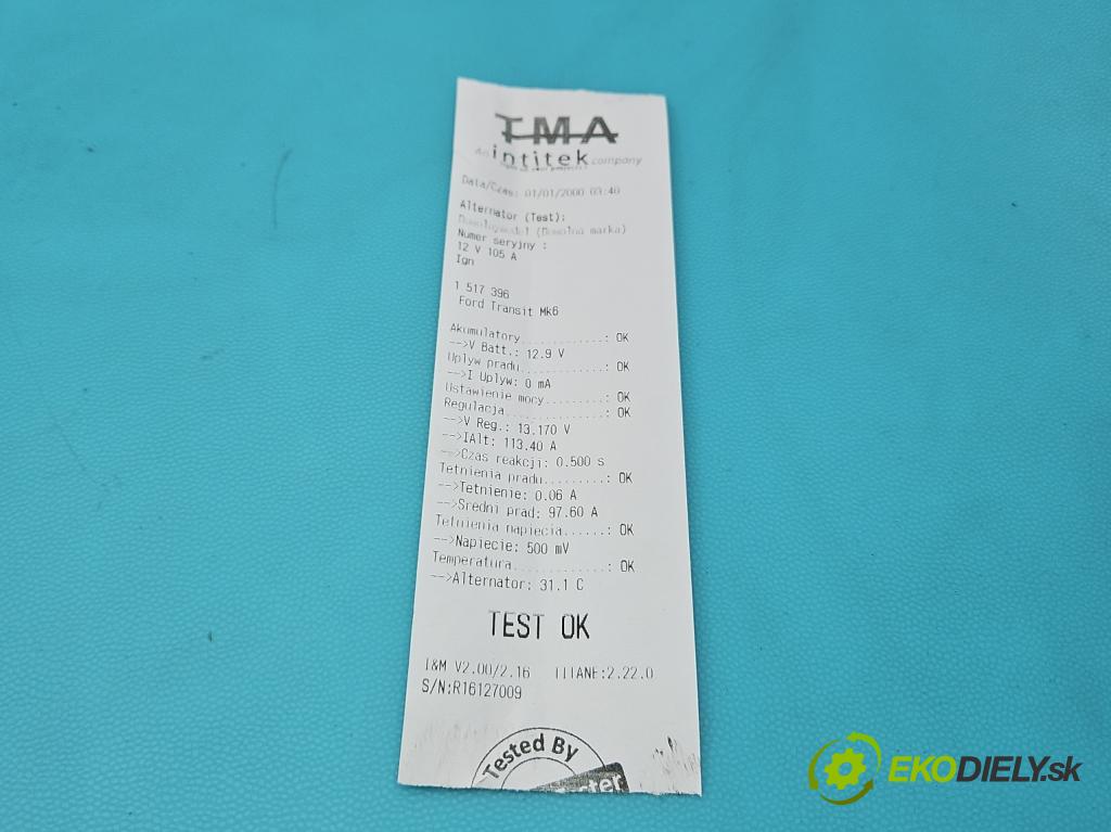 Ford Transit Mk6 2000-2006 2.0 tddi 101 HP manual 74 kW 1998 cm3 4- Alternator 0124415030 (Alternátor)